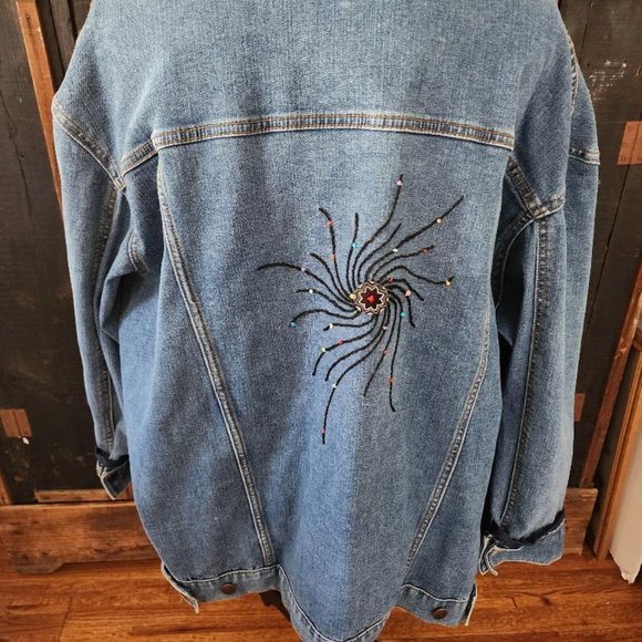 Womens Terra & Sky Embroidered Denim Jean Jacket 0X(14W) - Picture 4 of 7